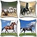 JOVEGSRVA Schwarzes Pferdekissen Dekorative Kissenbezüge Kissen 45Cm X 45Cm Kissenbezüge Für Wohnzimmer Schlafsofa Kissenbezüge 4Er Set