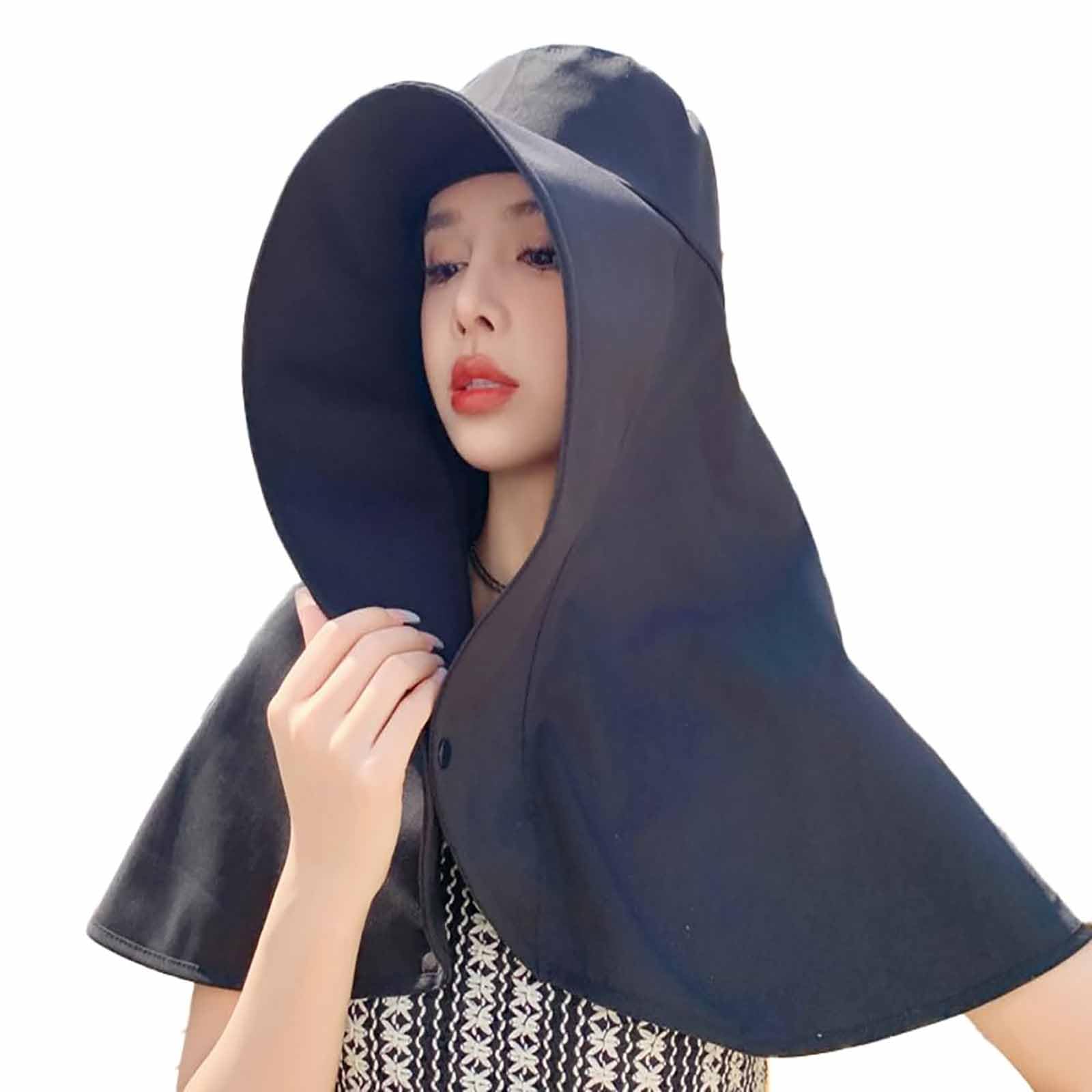 Black Bucket Hat for Women Stylish Basic Sunshade Hat for Travel and Outdoor Casual Wear-image-12