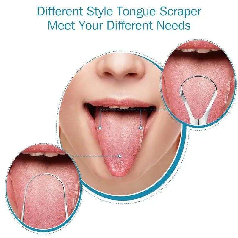 Stainless Steel Metal Tongue Scraper, Portable Tongue Cleaner for Adults image 2