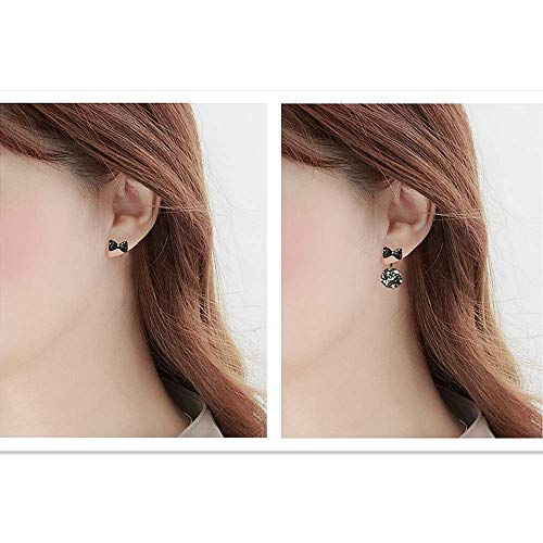 Simpatici Strass a Fiocco Design Lucido Orecchini da Donna Orecchini a Bottone in zircone Set da Donna Elegante Argento Sterling S925