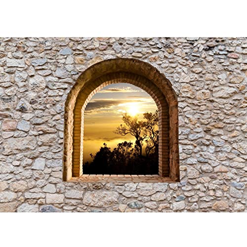 Runa Art Papel tapiz fotográfico ventana de la puesta del sol de África 352 x 250 cm Lana Fondo De Pantalla XXL Moderna Decoración De Pared Sala Cuarto Oficina Salón marrón naranja 9017011b