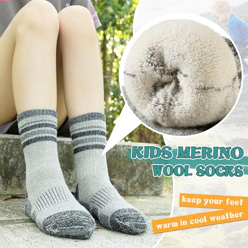 SeeyAN Kids Merino Wool Hiking Socks Boys Girls Thermal Winter Warm Boot Toddlers Thick Cushion Socks 4 Pairs4