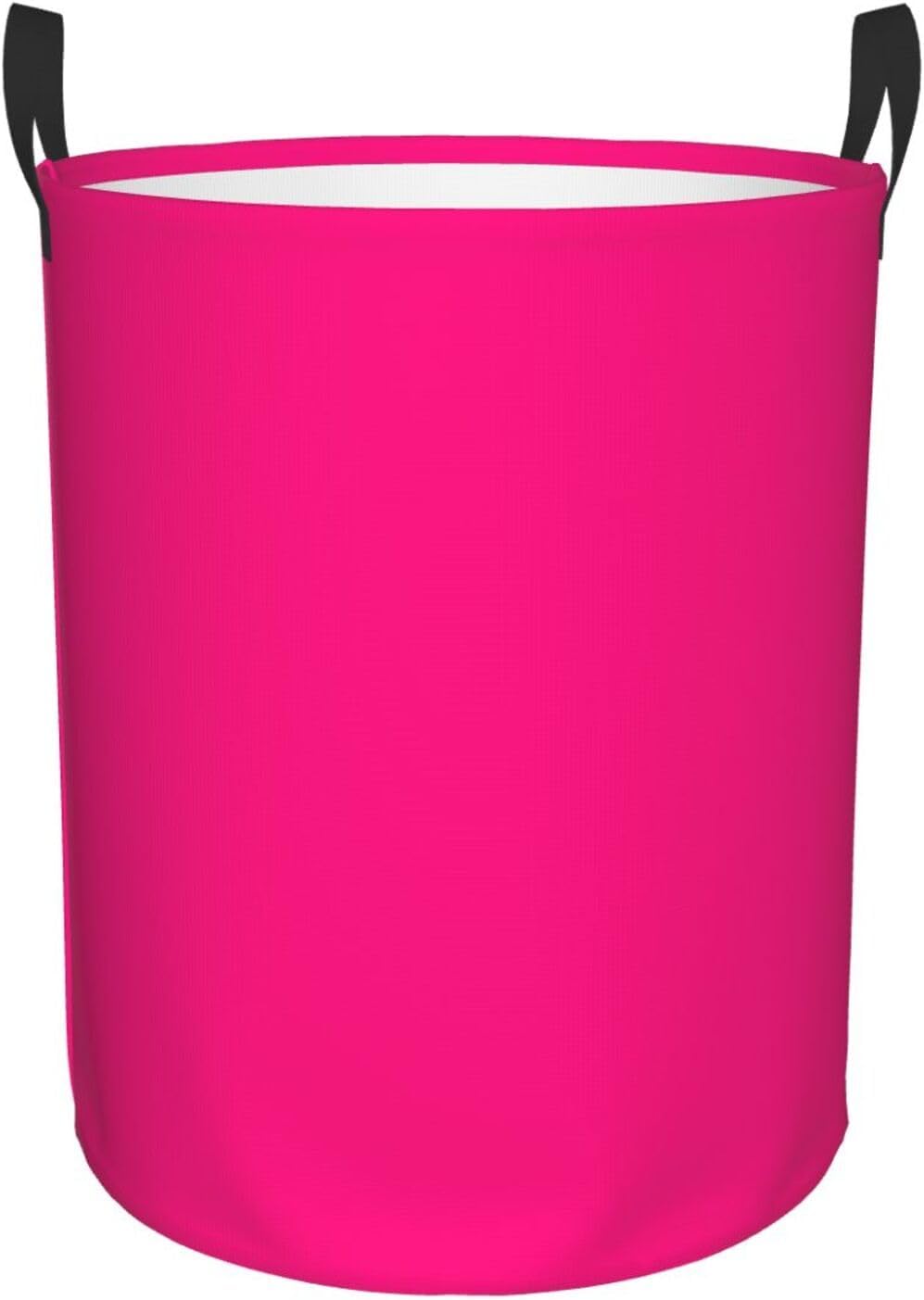 Large Laundry Basket, Hot Pink Color Bright Trend Collapsible Laundry Hamper Dirty Clothes Washing Bin for College Dorm Storage Essentials 15.7" x 19.6"
