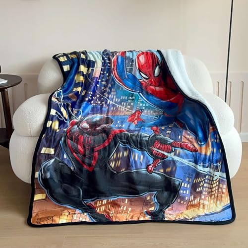 Image of Northwest Marvel Spider-Man Into The Spider-Verse 2 Miles & Peter Silk Touch Lap Throw Blanket 46 inch X 60 inch