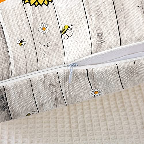 Bee Gnome Throw Pillow Covers 22X22 Set Of 2, Sunflower Daisy Floral Pillow Covers Kids Boys Girls, Honeycomb Honey Can Cushion Cases For Sofa Bed Couch, Farmhouse Cartoon Decorative Pillow Covers #TOP4