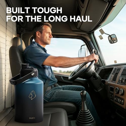 BUZIO 1 Gallon Water Bottle Insulated, (Cold for 48 Hrs) 128oz Large Stainless Steel Water Jug, 3.58in Big Wide Mouth Leak Proof Metal Flask with Carrying Sleeve for Camping,Gym, Hiking, Indigo Crush - Thumbnail 5