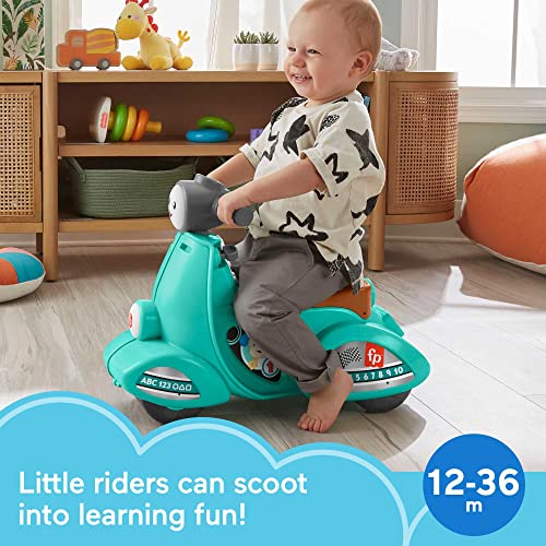 Fisher-Price Ríe y Aprende Moto Scooter Juguete correpasillos con Sonidos, bebés +1 año, versión español + Italiano + francés + inglés + alemán + holandés (HMV76)