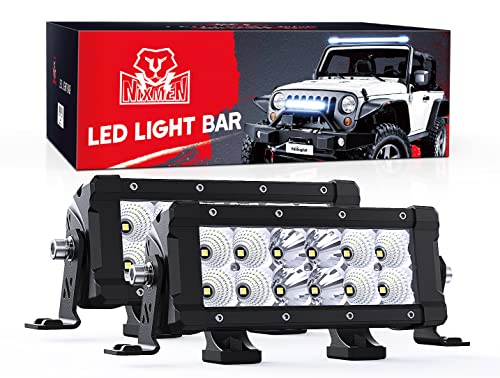Nilight LED Light Bar 7.6 Inch 2PCS 60W Flood Spot Combo Beam 7200LM Osram P8/5W Chips Offroad Lighting IP68 LED Driving Light for Pickup Truck SUV ATV UTV Boat 4x4 Jeep, 5 Years Warranty