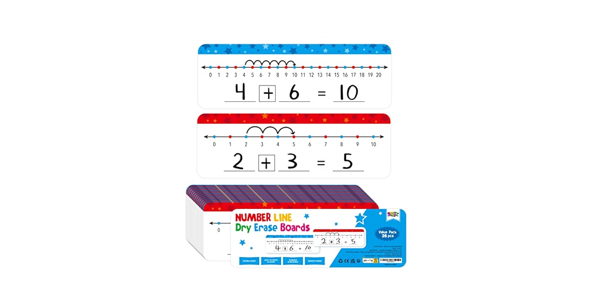 Amazon.com : 26 Packs Number Line Dry Erase Boards Cards