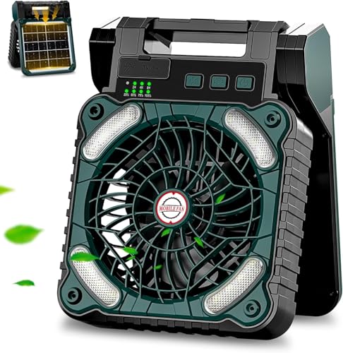 Ventilador Portátil Solar e USB Dobrável 90° com LED – Ventilador...