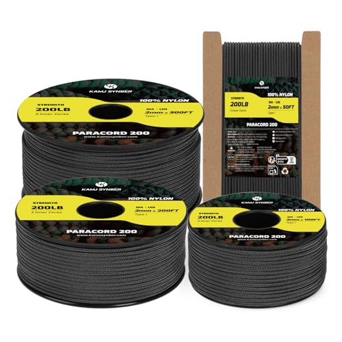 Kamu Synber Paracord 2mm 3 Strands 50ft 100% Nylon Rope