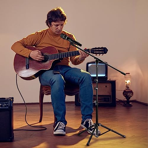 Mic Stand, Bietrun Microphone Stand Tripod Adjustable Boom Height, With Carry Bag & 2 Mic Clips, Detachable Boom Mic Stand For Singing Performance Wedding Stage Church #TOP5