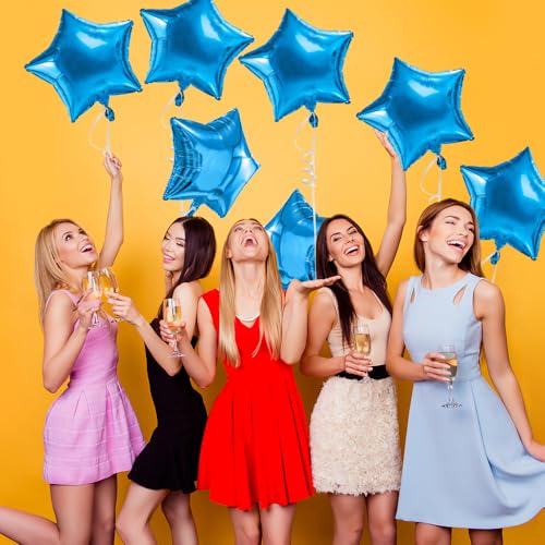 Image of Star Balloons, 18 Inch Foil Balloons, 10 PCS Star Balloons Foil, Blue Star Foil Balloons Set Mylar Balloons Blue Balloons Star for Birthday Party Anniversary Wedding Baby Shower New Year Decorations