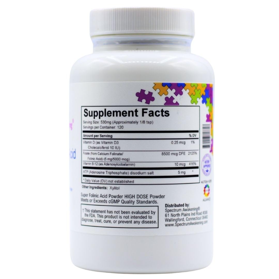 Spectrum Awakening Super Folinic Acid High Dose Powder | Leucovorin | Supports Normal Speech & Language Development in Children | 63 g — Amazon image 2