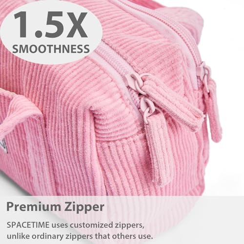 Image of SPACEMATE Pencil Case Pouch Box Bag School Supplies Girls Boys Kids, Cute Preppy Stuff Large Big Capacity Aesthetic Pen Organizer, Back to College Stationary, Light Pink, Corduroy Style, 1800ml