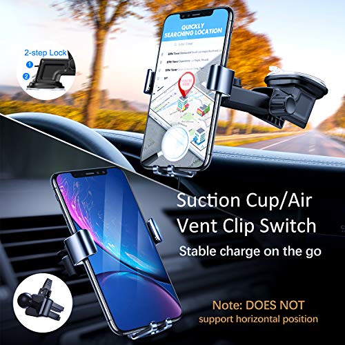 VANMASS Wireless Car Charger, 10W Fast Charging Gravity Car Mount, Air Vent Windshield Dashboard Phone Holder Compatible with iPhone Xs MAX/XS/XR/X/8/8+, Samsung S10/S10+/S9/S9+/S8/S8+/S7, Pixel/LG