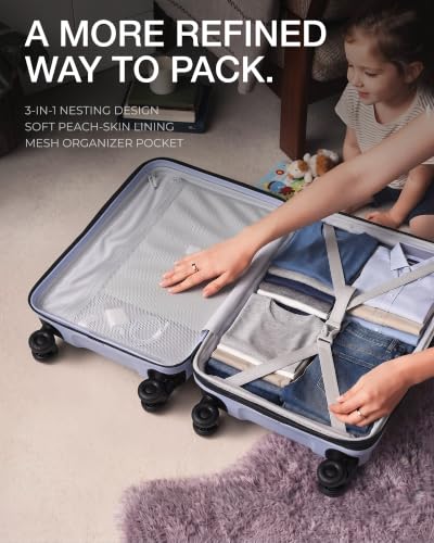 Image of Coolife Luggage 3 Piece Set, Lightweight PC Hardside Suitcases, 20 /24 /28 | Expandable 20-Inch Carry-On, Dual Spinner Wheels, TSA-Approved Lock, Upgraded PC Hardshell, Durable Travel Suitcases
