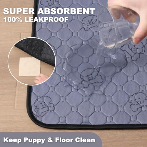 Image of Washable Pee Pads for Dogs 2 Pack, Reusable Waterproof Leak-Proof Puppy Training Pads, Super Absorbent Non-Slip Dog Whelping Pads for Crate, Playpen, Bed & Floor (36 inchx36 inch Gray)