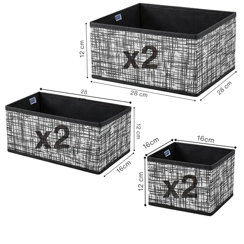 Image of Skrill 6-Piece Foldable Cloth Storage Box Set | Cube Baskets, Bins & Dividers for Closet & Dresser Drawer Organization | Storage for Shirts, Pants, Underwear, Bras, Socks & More (Blackchecks)