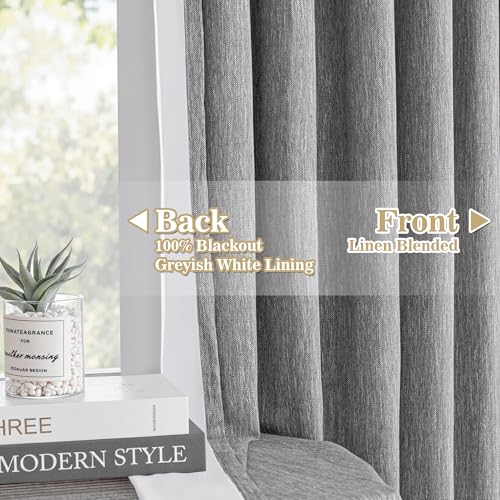 Image of MYSKY HOME Dark Grey Blackout Curtains 84 inches Long Pinch Pleated Curtains for Living Room Bedroom 100% Room Darkening Black Out Window Drapes with Hooks Back Tab, 40 inch Wide per Panel, 2 Pieces