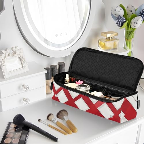 Estuche de viaje 2 en 1 para rizador y alfombrilla resistente al calor, portátil para planchas, rizadores y alisadores, blanco y rojo miniatura 7