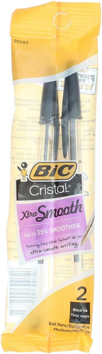 Bic Cristal Xtra Smooth Ballpoint Pens, Black Ink 2 ea