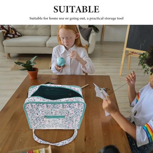 Bolsa de bordado multicapa azul lago con compartimentos compactos 4