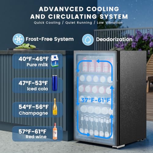 Image of Electactic 130 Can Mini Fridge, 3.1 Cu. Ft. Beverage Cooler with Adjustable Digital Thermostat, Quiet Operation for Soda Beer Wine, Compact Refrigerator for Dorm Office Garage, Black
