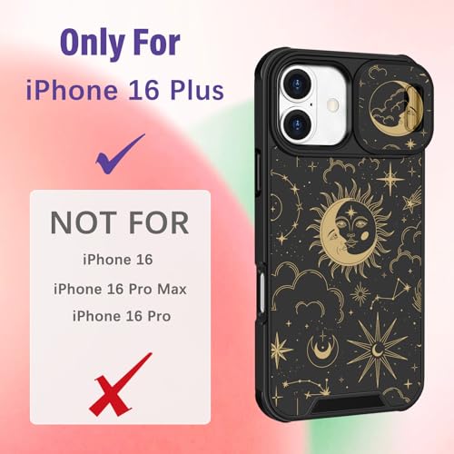 Image of Funermei for iPhone 16 Plus Case - Women Girls Cute Phone Cover Girly Pretty Aesthetic Stars Sun Moon Unique Design with Camera Cover Funda for Apple for iPhone 16 Plus