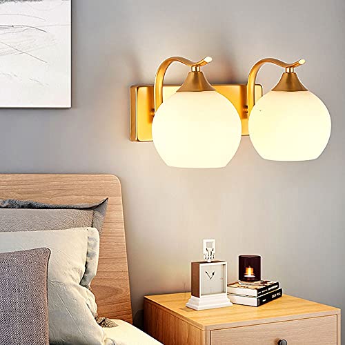 Aplique de pared moderno con pantalla de vidrio blanco para iluminar el espejo del baño 2
