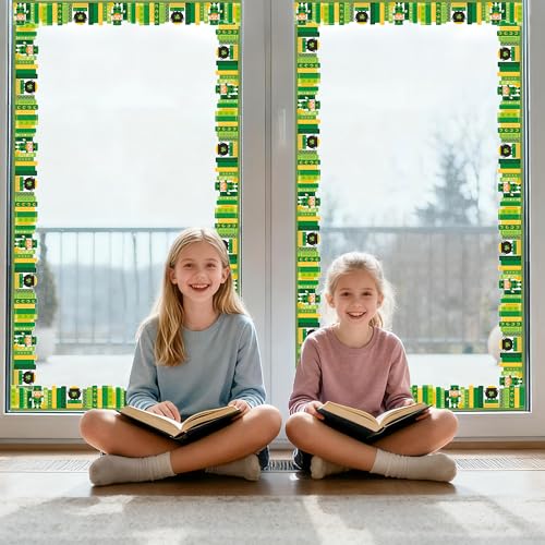 Image of BeYumi Shamrock Bookshelf Border Trim - 65ft St Patrick's Day Green Books Rolled Border Trim Green Shamrock Bookshelf Bulletin Board Set Library Classroom Office Chalkboard Home Wall Party Decoration