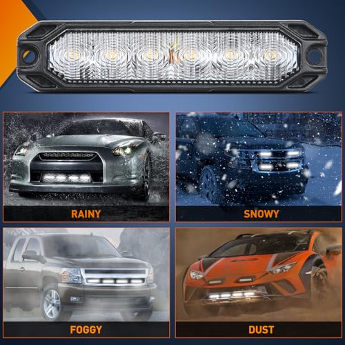 Image of Nilight 6LED Emergency Strobe Lights 4PCS Ultra slim Surface Mount Hazard Caution Light bar 12-24V Sync Feature Warning Flashing Light kit for Truck Car Vehicle ATV SUV UTV White | slim Surface Mount Hazard Caution Light bar 12-24V Sync Feature Warning Flashing Light kit for Truck Car Vehicle ATV SUV UTV