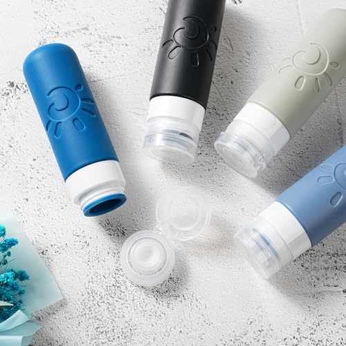 Image of Zafit Travel Bottles for Toiletries, TSA Approved Travel Containers 3oz Leak Proof Travel Tubs Refillable Liquid Travel Accessories for Shampoo Conditioner Lotion Body Wash(Multicolored J)