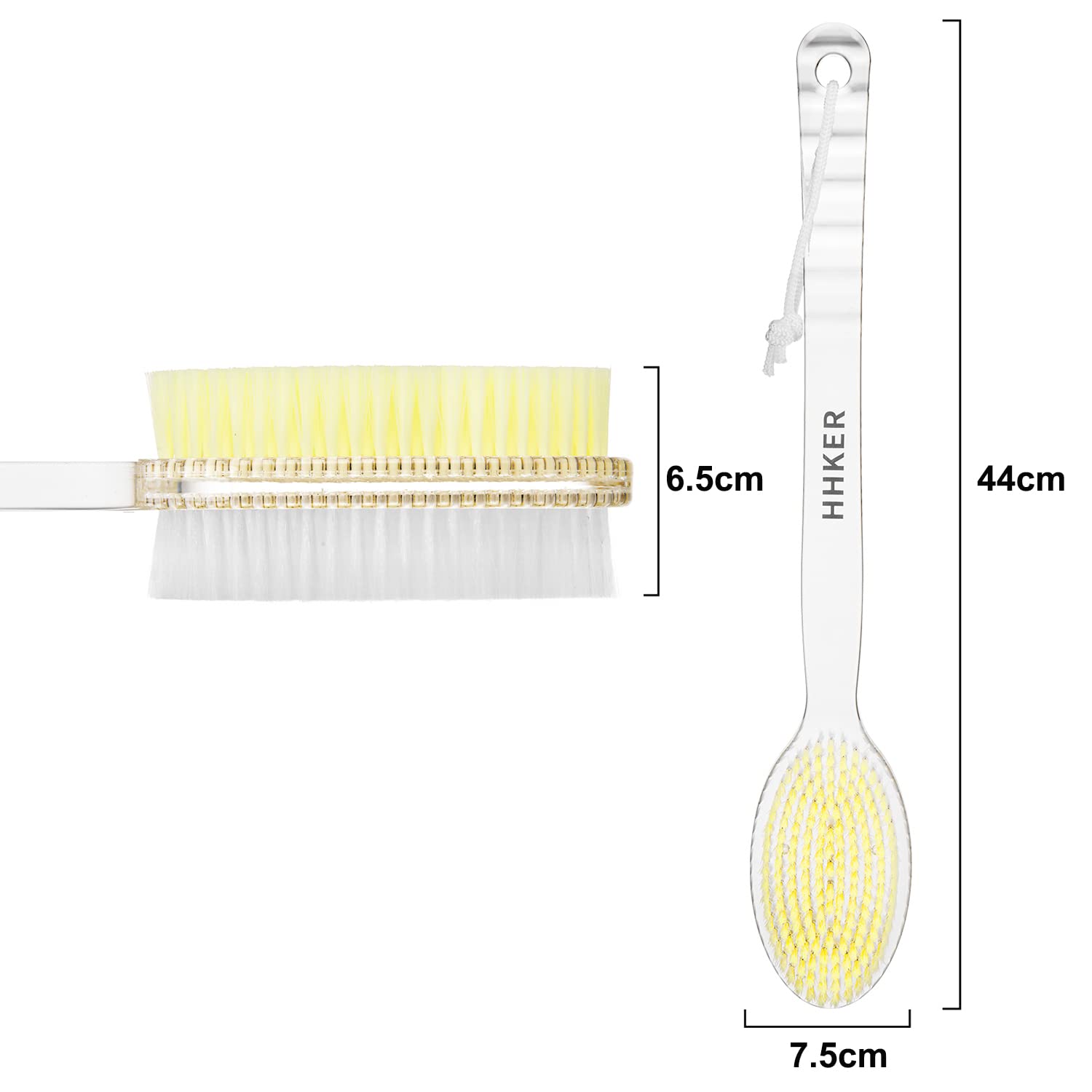 HHKER Shower Brush with Long Handle, Soft Nylon Body Brush, Back Scrubber for Shower, Gentle Exfoliation and Improved Skin Health, Suitable for Men and Women, Transparent - Image 3