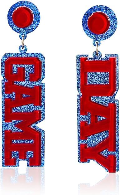 Acrylic Game Day Earrings Colorful Game Day Letter Drop Dangle Earring Football Team Fan Sports Favors Cheerleader Accessories Jewelry Gifts-F