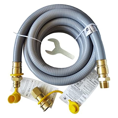 GRILLJOB 15FT 3/4" ID Natural Gas Hose with 3/4 Quick Connect for Standby Generators, Long 3/4 Gas Flex Line Hose for NG/LP Propane Appliances Construction Heaters, Tool Included Cover