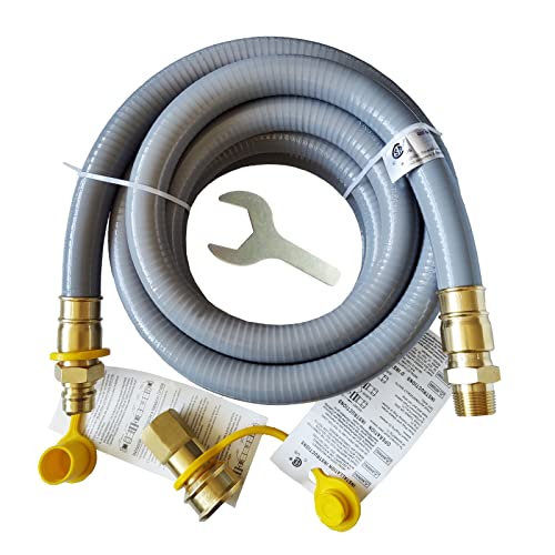 30FT 3/4" ID Natural Gas Hose with 3/4 Quick Connect for Standby Generators, Long Gas Flex Line Hose for NG/LP Propane Appliances Construction Heaters, Tool Included by GRILLJOB - Used condition - US$101.11