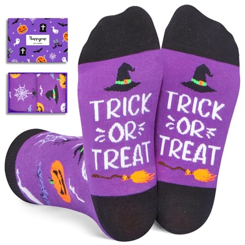 HAPPYPOP Halloween Socks Spooky Gifts For Boys Girls - Halloween Gifts for Kids 7-9 Years Old Pumpkin Witch Gifts