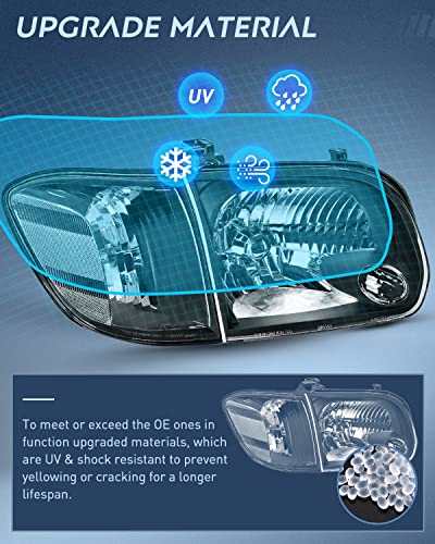 Image of Nilight Headlight Assembly for 2005 2006 Toyota Tundra 4 Door Double Crew Cab 2005 2006 2007 Sequoia Pickup Replacement Black Housing Clear Reflector Driver and Passenger Side