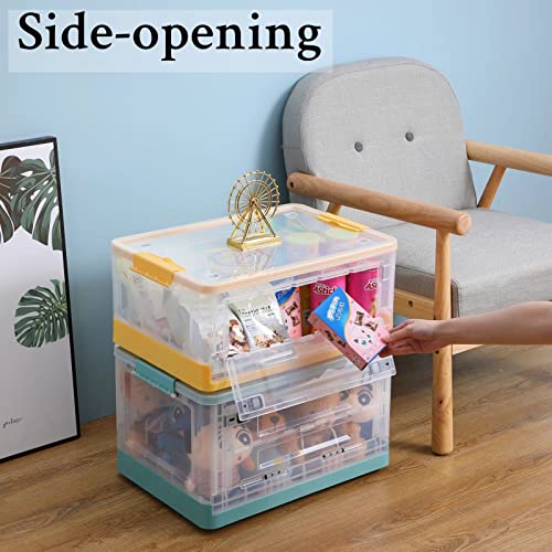 Oemvalaty 52 Qt. Large Storage Bins With Lids,Stackable Foldable Plastic Storage Boxes With Buckles And Handles,Large Capacity Containers For Organizing(Blue 2 Pc) #TOP1