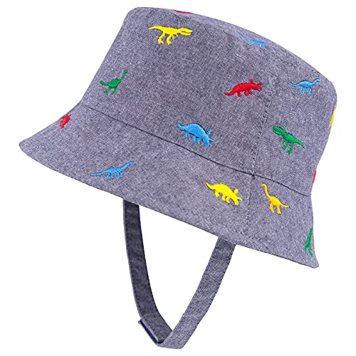 Xiaohawang Baby Boy Bucket Toddler Kids Sun Hat Upf 50+ Wide Brim Outdoor Beach Caps Play Hat (Grey Dinosaur, 20.47"/2-4 Years) #TOP12
