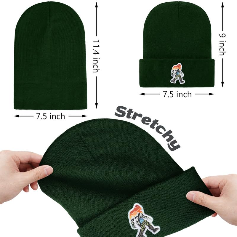Image of Bigfoot Beanie for Men - Sasquatch Hat Winter Knit Cuffed Beanie for Women - Bigfoot Gifts for Christmas & New Year
