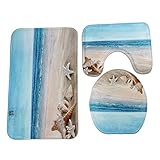 Heheja Mode Badgarnitur Badematten Set 3 teilig Badvorleger Badteppich WC Vorleger Badematte Duschvorleger (Stil 7)