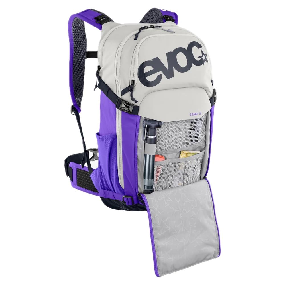 EVOC STAGE 18 techniczny plecak do wycieczek rowerowych i tras, plecak (plecak trekkingowy z dużą przestrzenią do przechowywania, plecak turystyczny z regulowanymi paskami na ramiona)