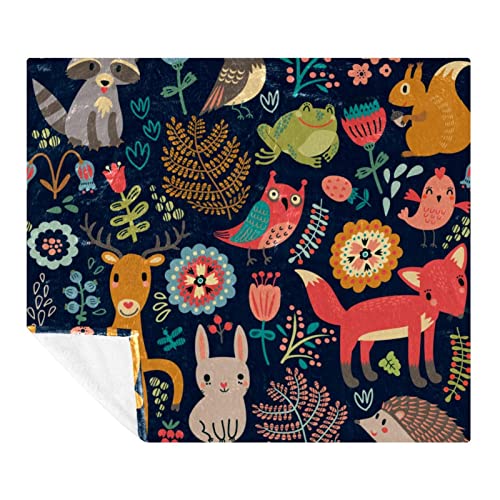 Couverture douce lit et voyage avec imprimé chouette et animaux - 2