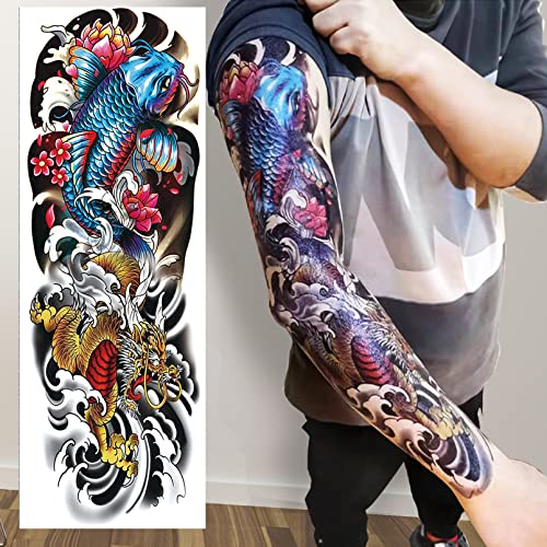 Image of Aresvns 12 Sheets Full Arm Temporary Tattoo Sleeves for Men Adults