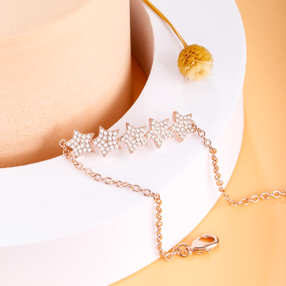 YCTTKDD Braccialetti Bracciale da Donna da Donna Regalo per Ragazze Cubic Zirconia Stelle Multiple Stile Classico alla per Regali di Festa Raffinati