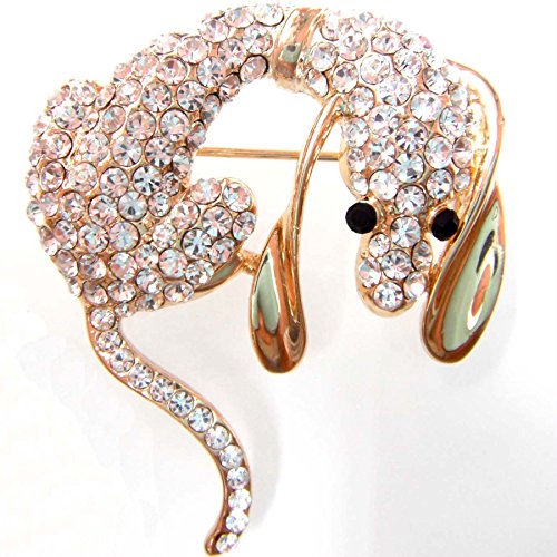 Image of Navachi 18k Gold Plated Crystal Dachshunds Dog Brooch Pin
