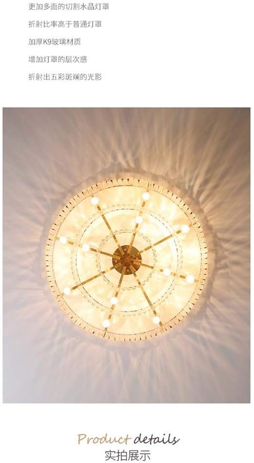 Modern Copper Living Room Chandelier, Modern Crystal Chandelier, Minimalist Bedroom Chandelier, Nordic Crystal Chandelier, Diameter 40Cm, 60Cm (E12) (Size: 40Cm)/60 cm