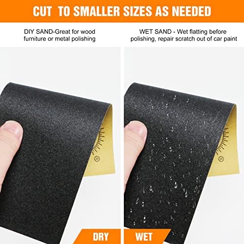 Sandpaper 120 To 3000 Grit Dry Wet Sandpaper for wood 9 x 3.6 Inches, Metal Sanding and Automotive Polishing Wood Furniture Finishing, Dry or Wet Sanding,42-Sheet